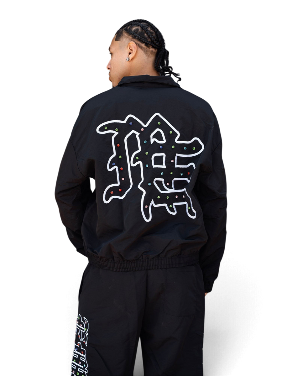Mixed Emotions "ME" Rhinestone Nylon Jacket