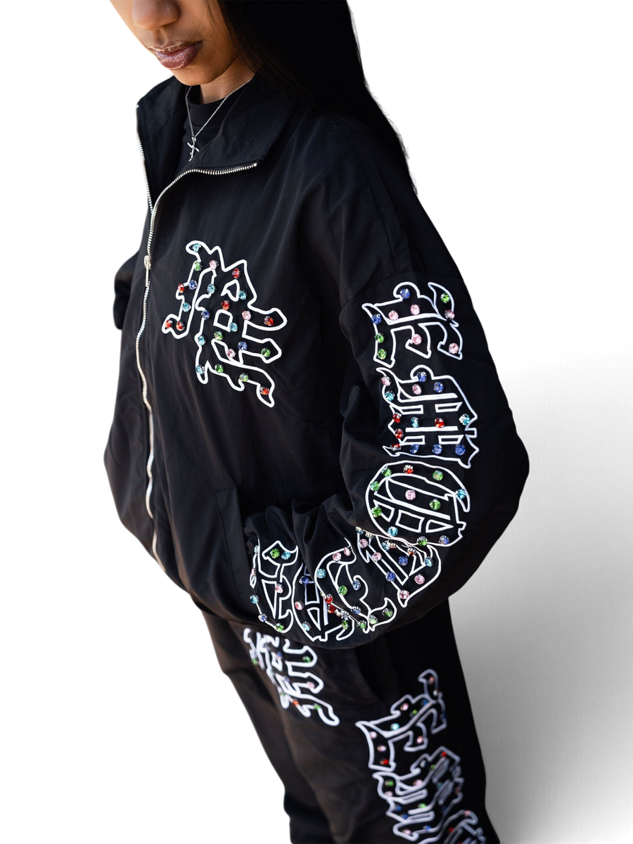 Mixed Emotions "ME" Rhinestone Nylon Jacket