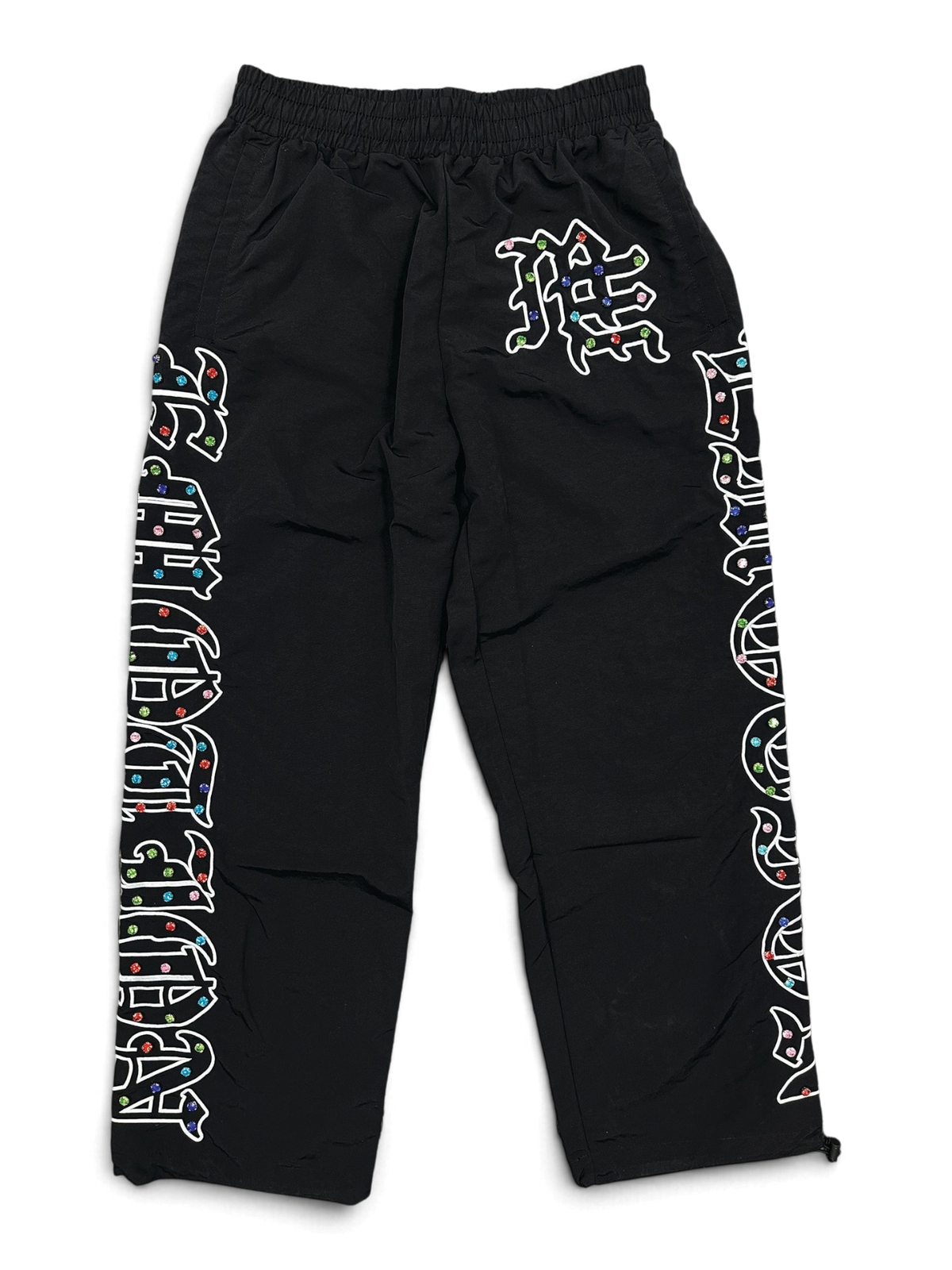 Mixed Emotions "ME" rhinestone Nylon Pants