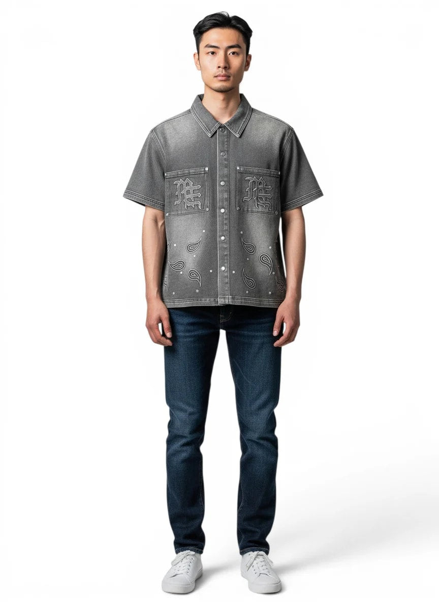 Mixed Emotions ´Paisley´ Denim Grey Shirt