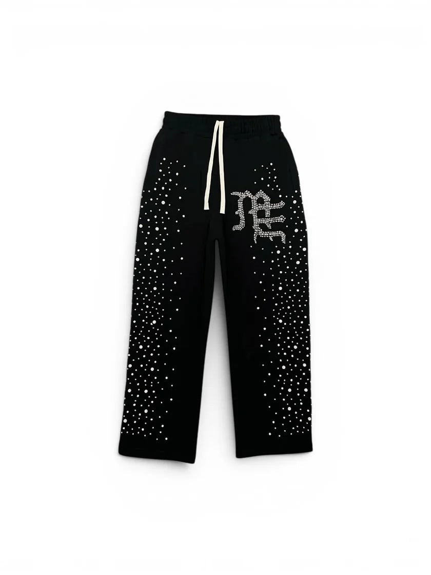 Mixed Emotions Pearl Flare Sweatpants Black