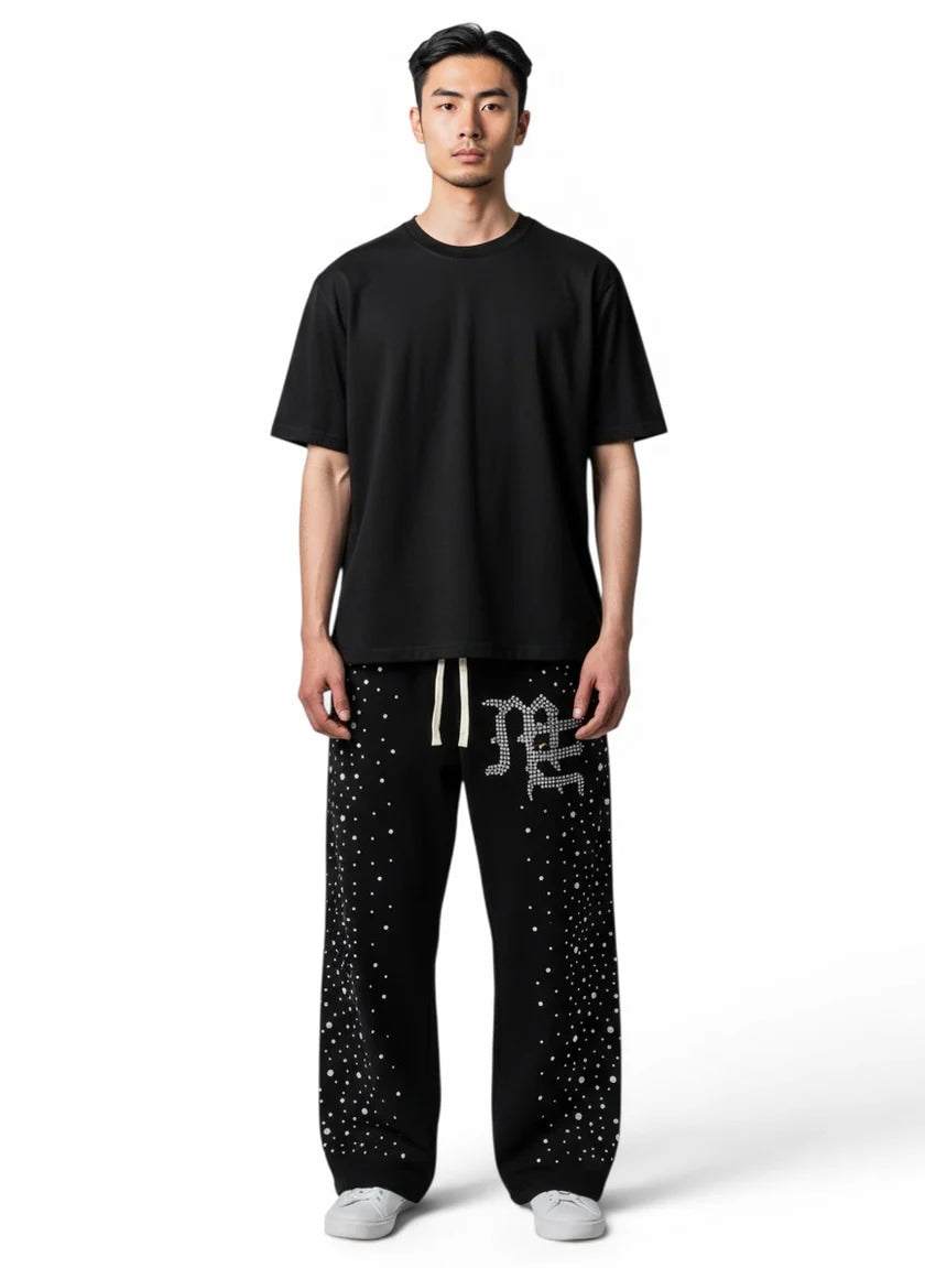 Mixed Emotions Pearl Flare Sweatpants Black