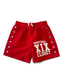 Mixed Emotions Red "Backyard" Nylon Shorts