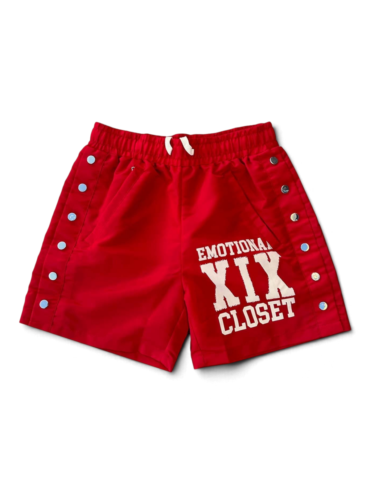 Mixed Emotions Red "Backyard" Nylon Shorts