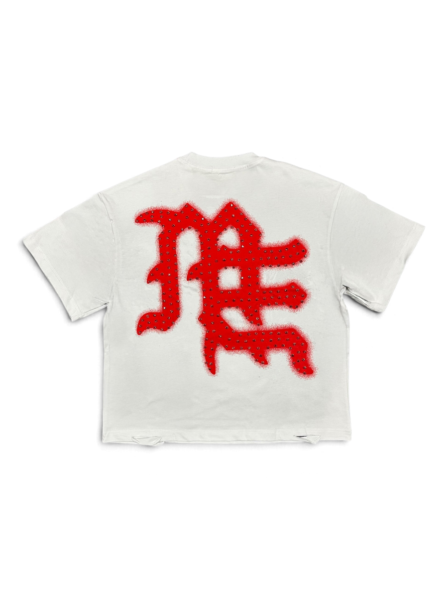 Mixed Emotions Red 'End' Rhinestone Tee