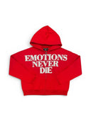 Mixed Emotions Red ‘End’ Rhinestone hoodie