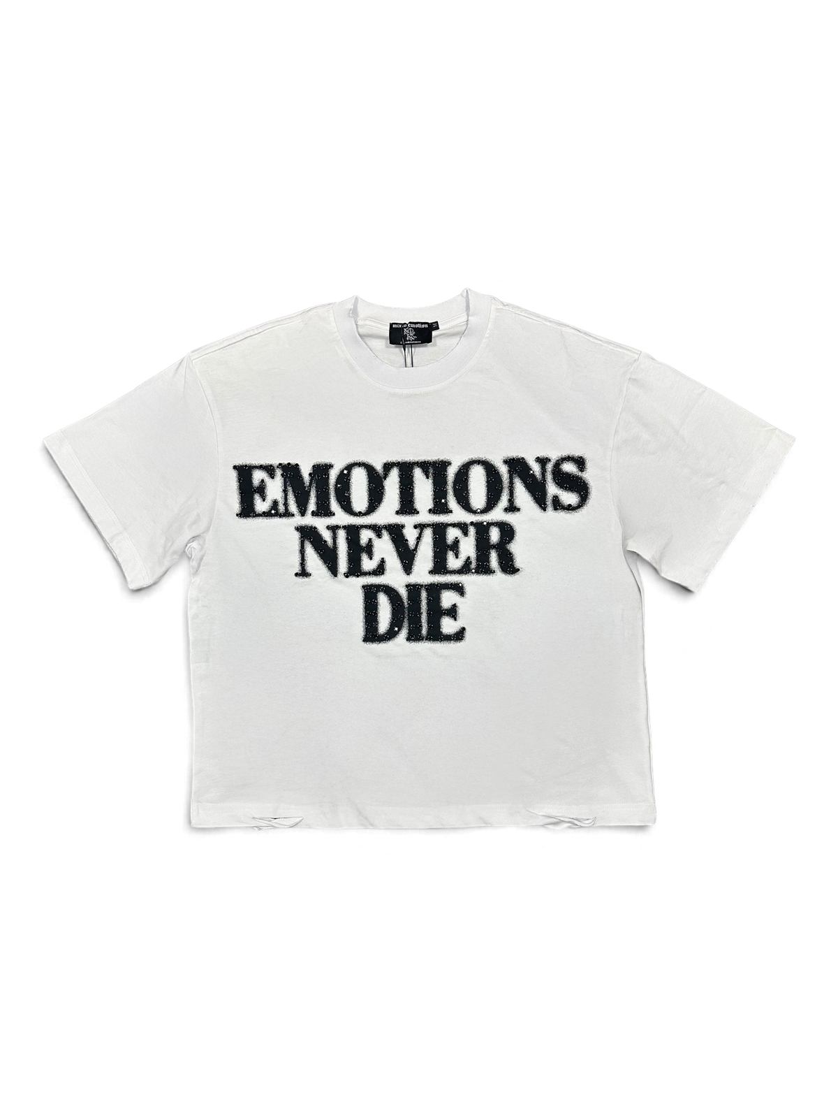 Mixed Emotions White 'End' Rhinestone Tee