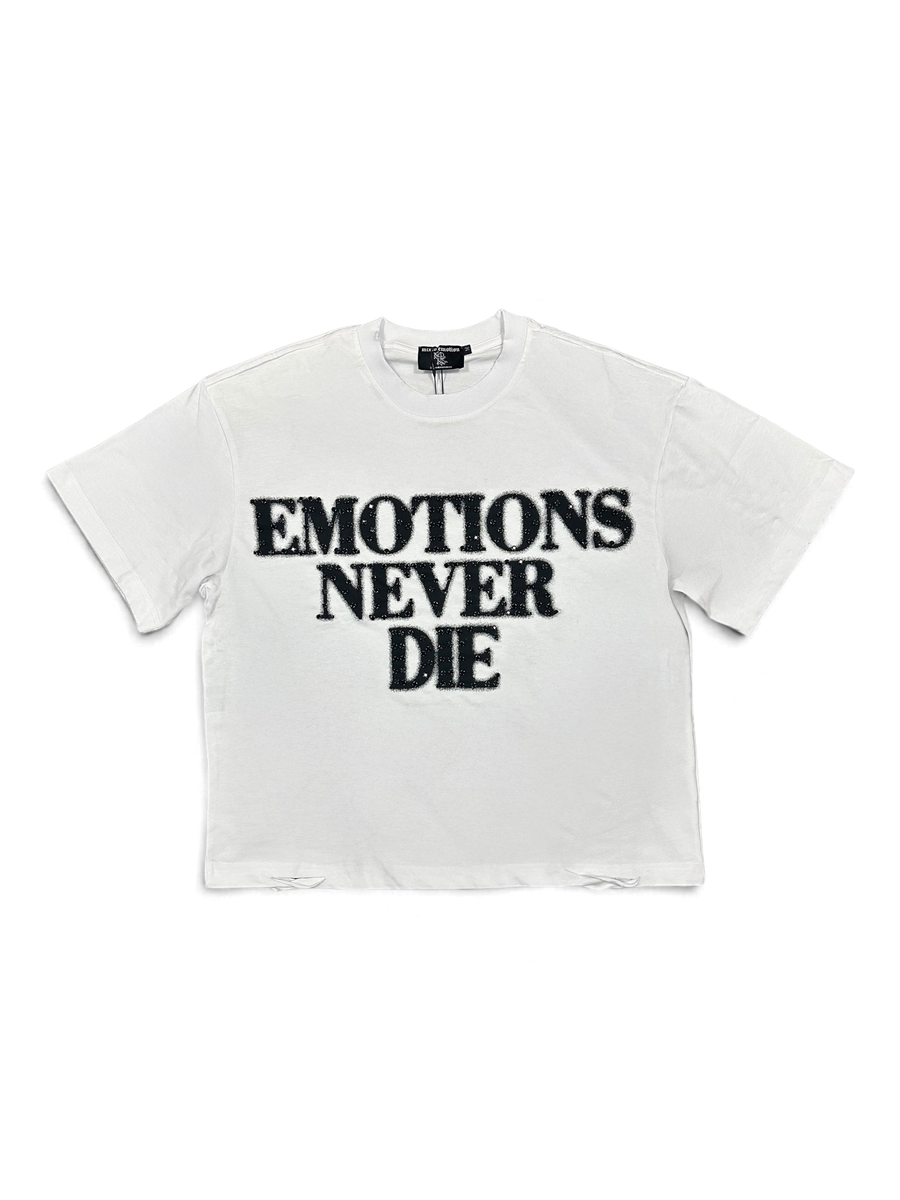 Mixed Emotions White 'End' Rhinestone Tee
