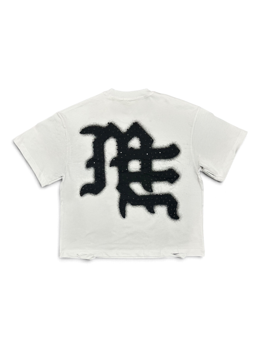 Mixed Emotions White 'End' Rhinestone Tee