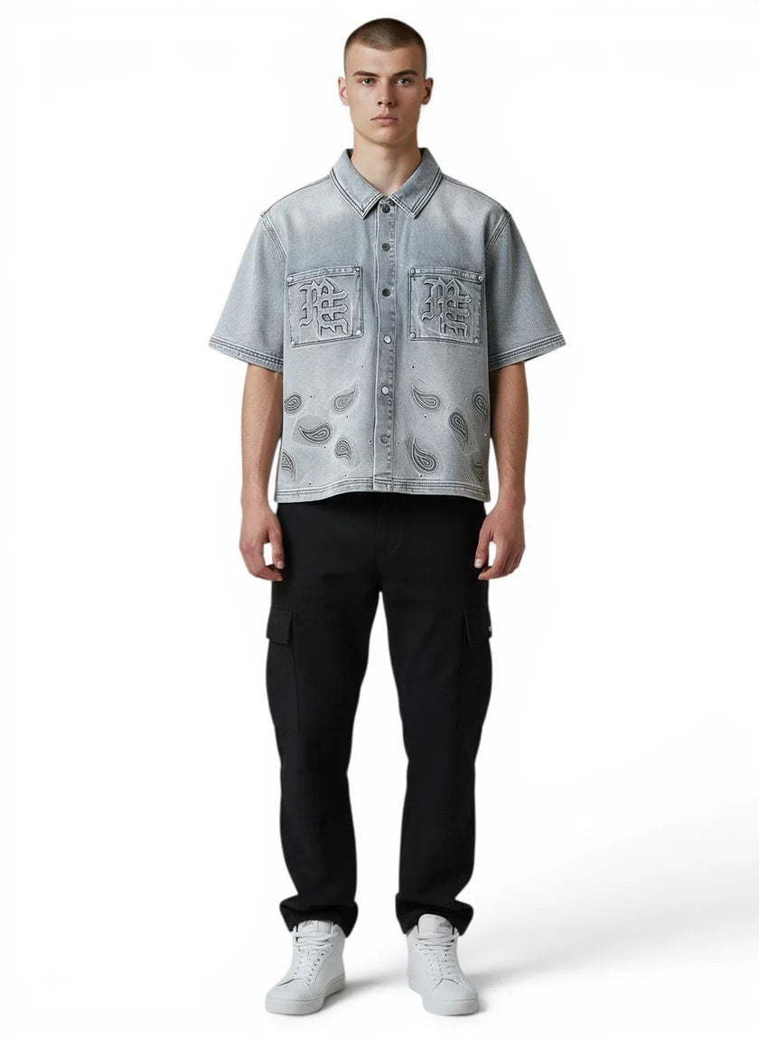 Mixed emotions Paisley Denim Blue Shirt