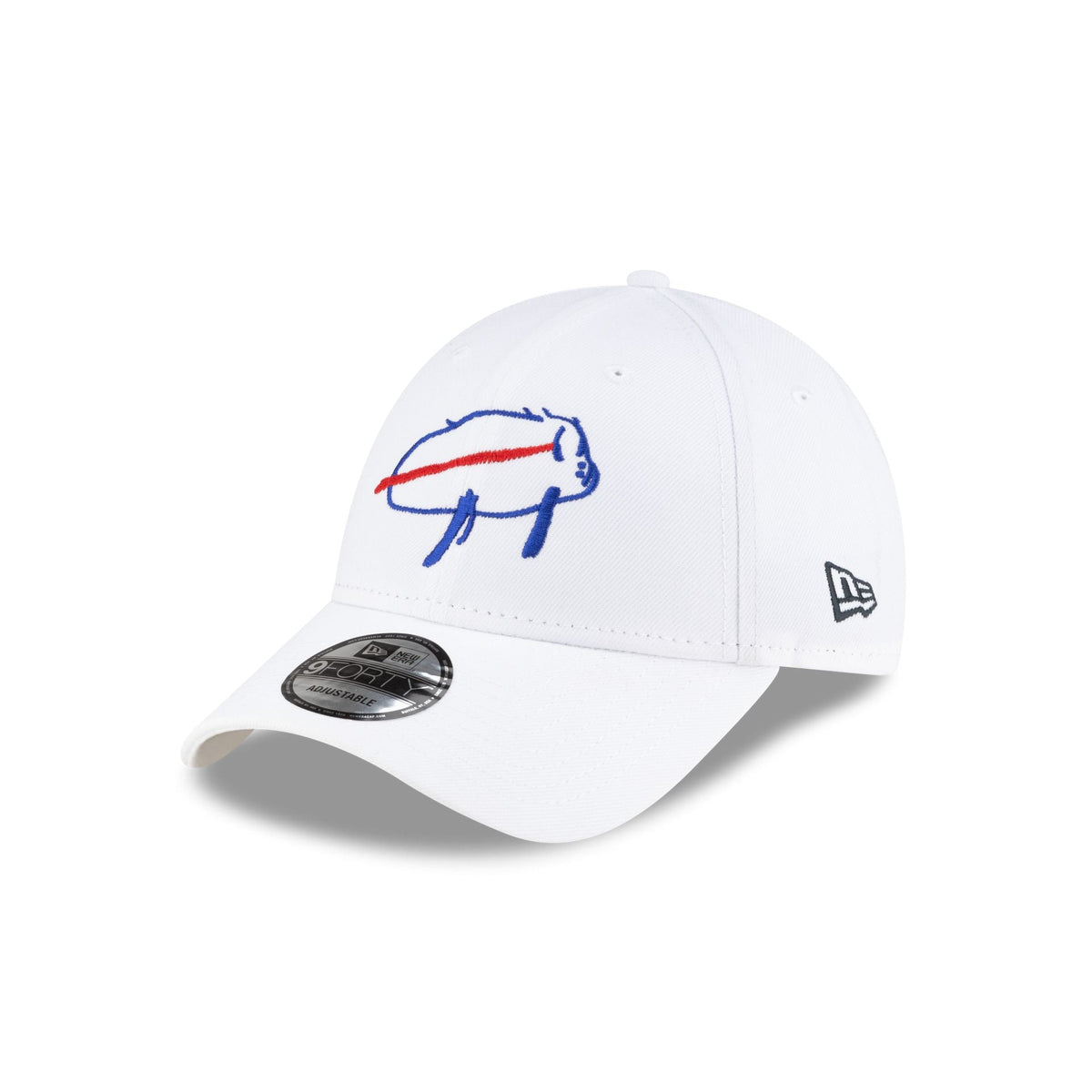 New Era Buffalo Bills Billustration White 9FORTY Adjustable Hat