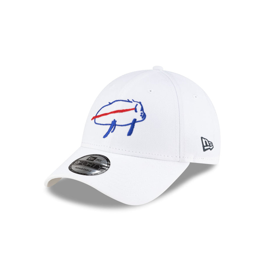 New Era Buffalo Bills Billustration White 9FORTY Adjustable Hat