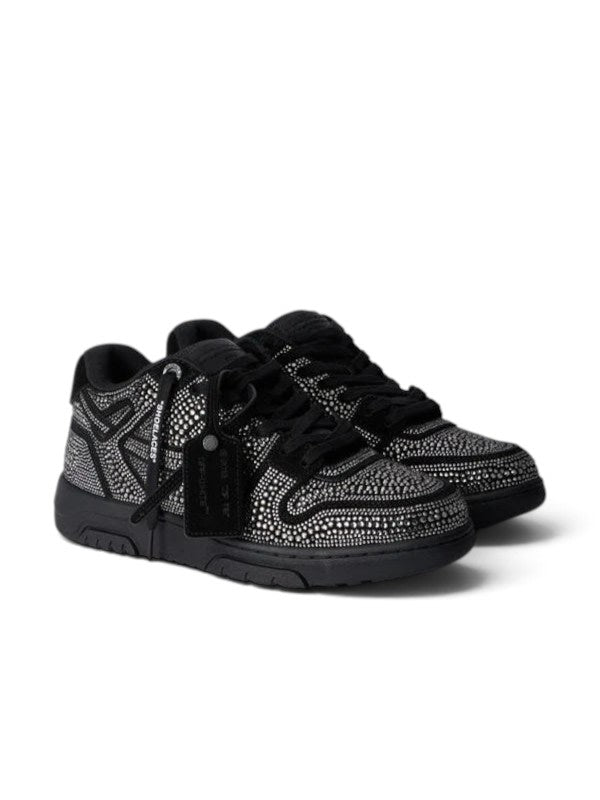 OFF-WHITE Out Of Office OOO Low Tops Strass Crystal Embellished Black