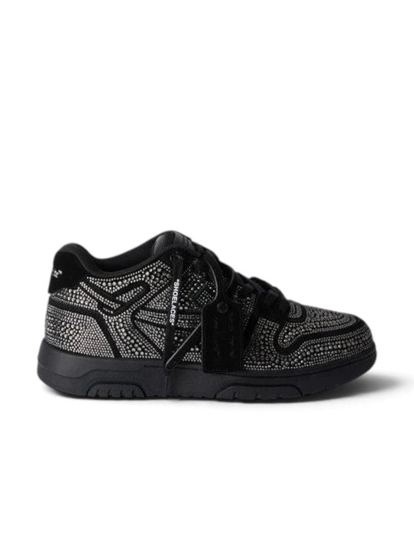 OFF-WHITE Out Of Office OOO Low Tops Strass Crystal Embellished Black