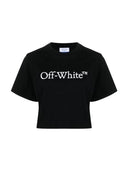 Off-White Big Logo Bookish Crop Tee Black White one-kickz