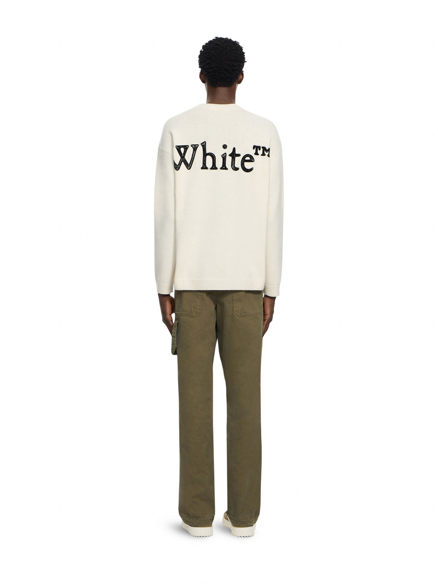 Off-White Bookish Shared Knit Crewneck Cream