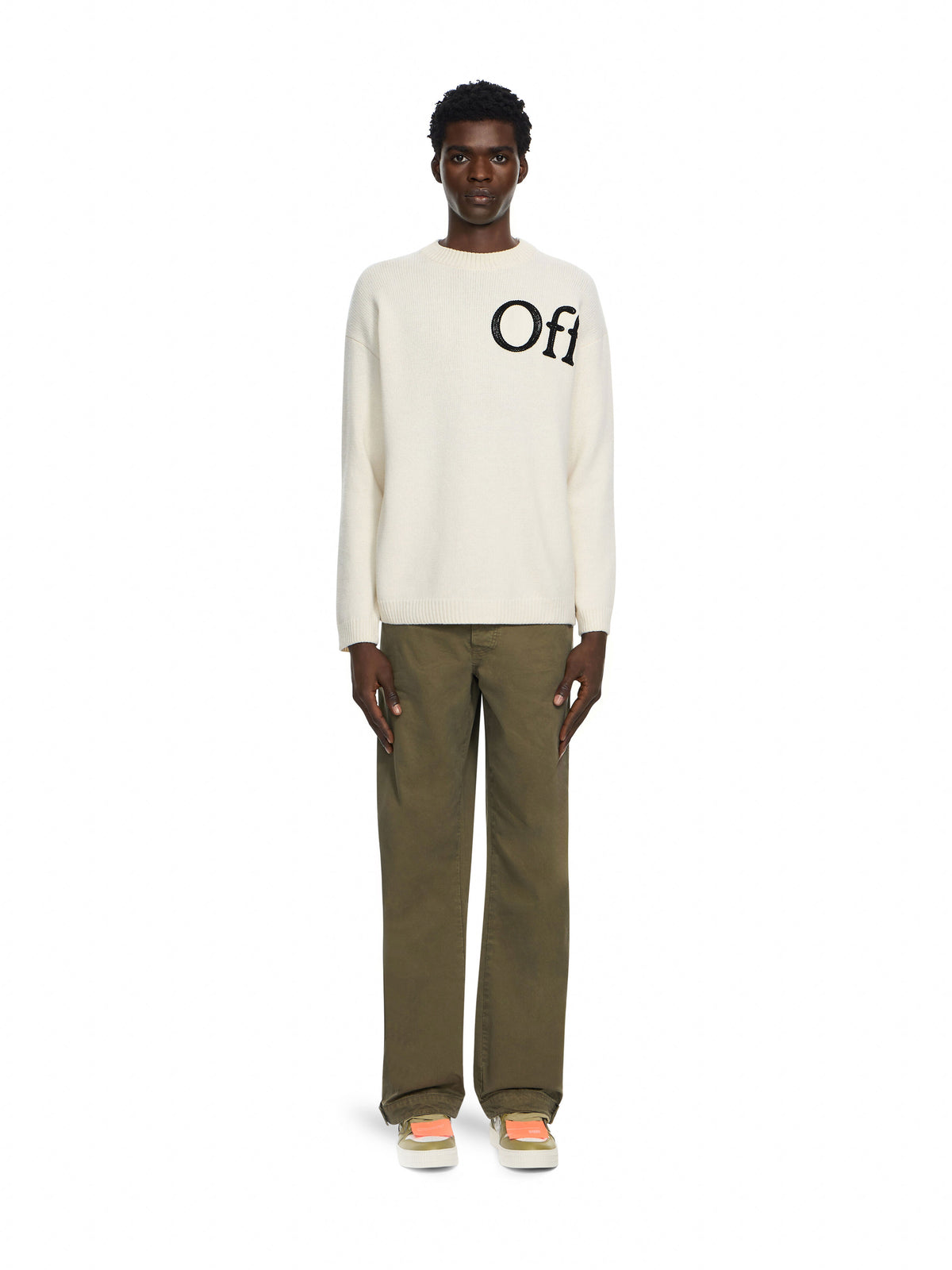 Off-White Bookish Shared Knit Crewneck Cream