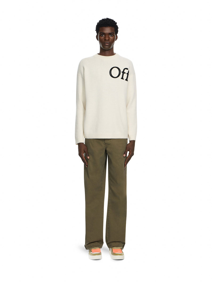 Off-White Bookish Shared Knit Crewneck Cream