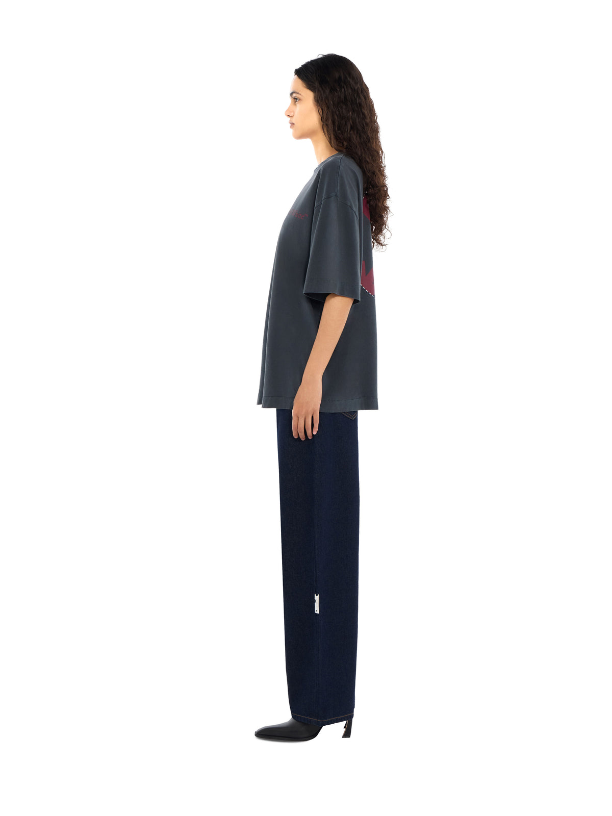 Off-White Cut Here Arrow Skate T-Shirt Fade Out Black Port Royal Women