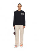 Off-White Embroidered Paisley Logo Long Sleeve T-Shirt Black-Black Mujer