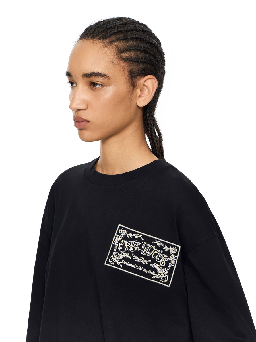 Off-White Embroidered Paisley Logo Long Sleeve T-Shirt Black-Black Women