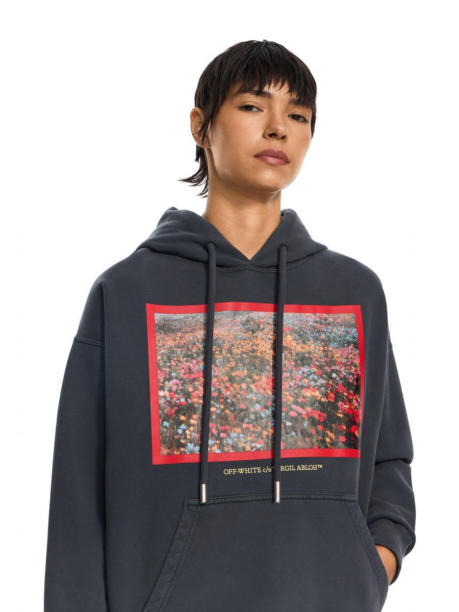 Off-White Flowers Field Skate Hoodie Fade Out Black High Risk Red Women