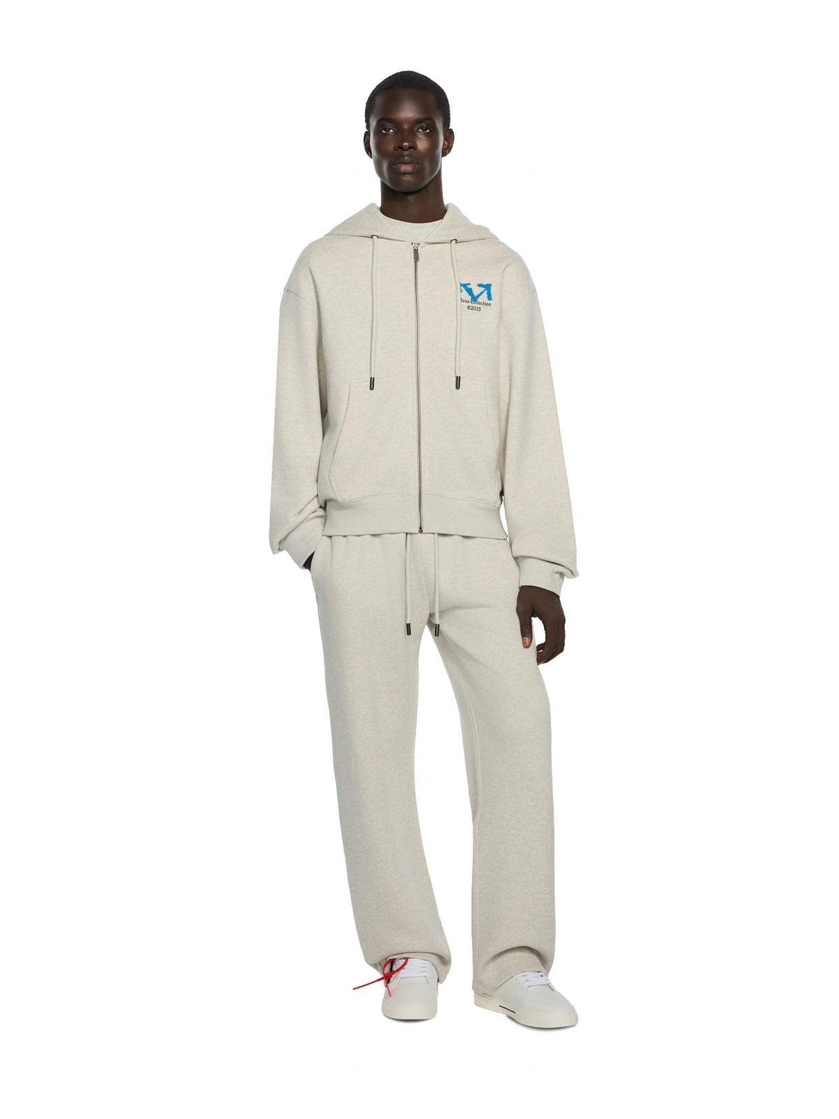 Off-White Half Arrow Regular Zip Hoodie Grey Melange