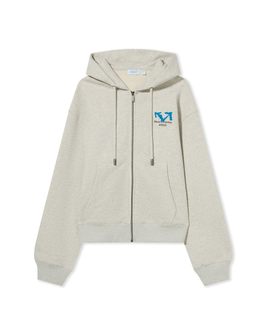 Off-White Half Arrow Regular Zip Hoodie Grey Melange