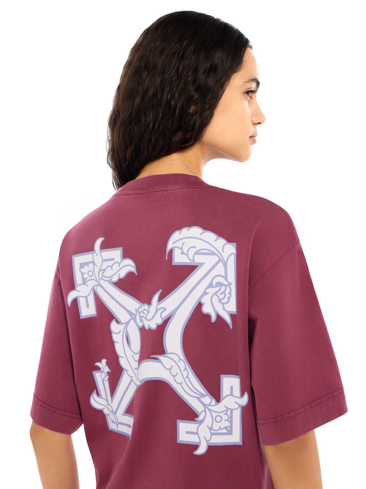 Off-White Hindi Ramage Arrow Crop T-Shirt Fade Out Hawthorn Rose White Women