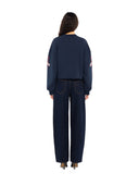 Off-White Logo Patch Star Cropped Sweatshirt Dark Sapphire High Risk Red Mujer