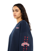 Off-White Logo Patch Star Cropped Sweatshirt Dark Sapphire High Risk Red Mujer