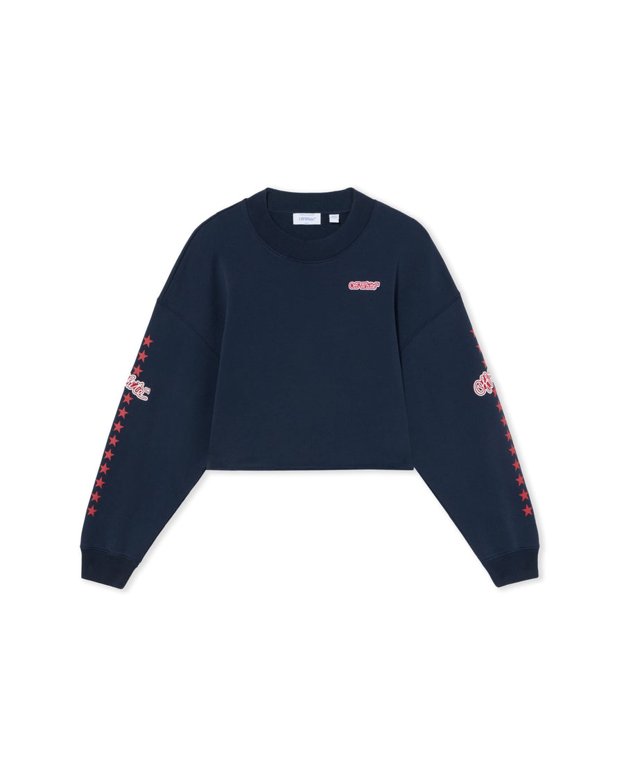 Off-White Logo Patch Star Cropped Sweatshirt Dark Sapphire High Risk Red Women