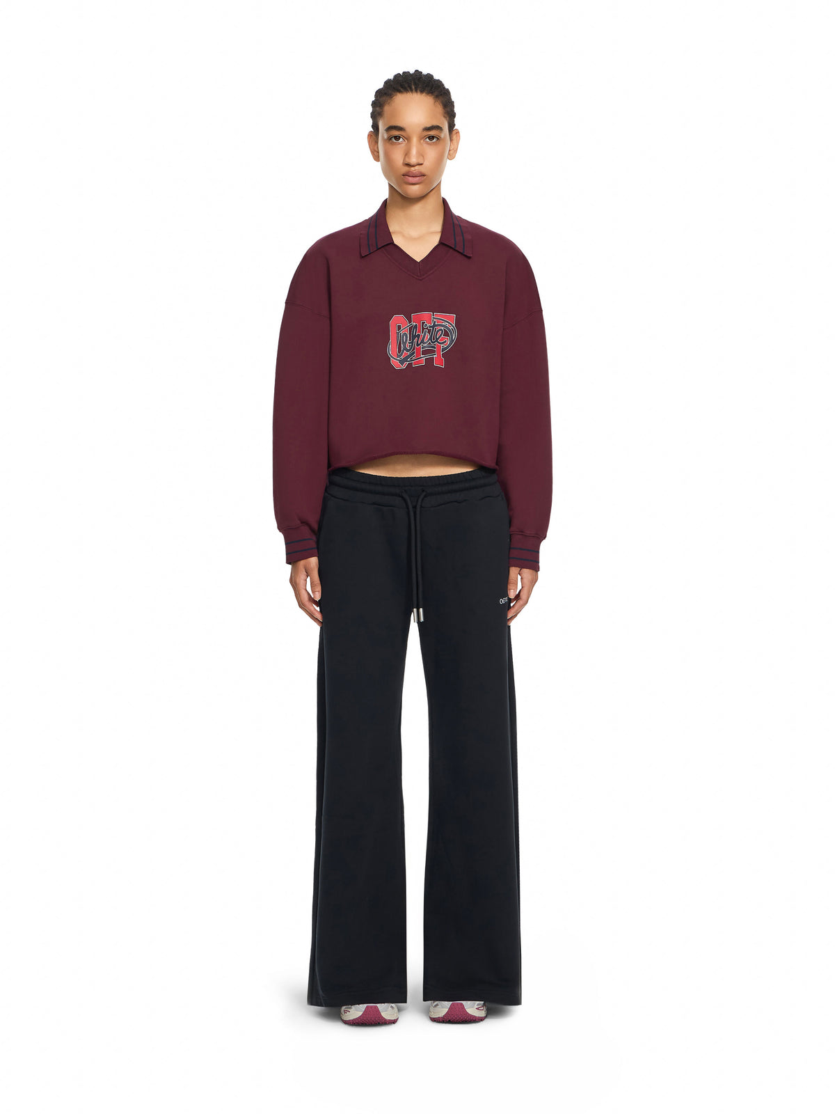 Off-White Off College Crop Polo Crewneck Port Royal - Dark Sapphire Women