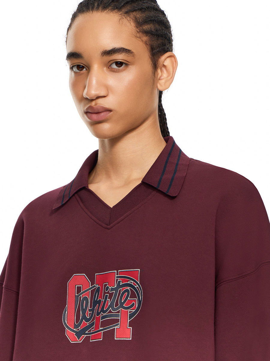 Off-White Off College Crop Polo Crewneck Port Royal - Dark Sapphire Women