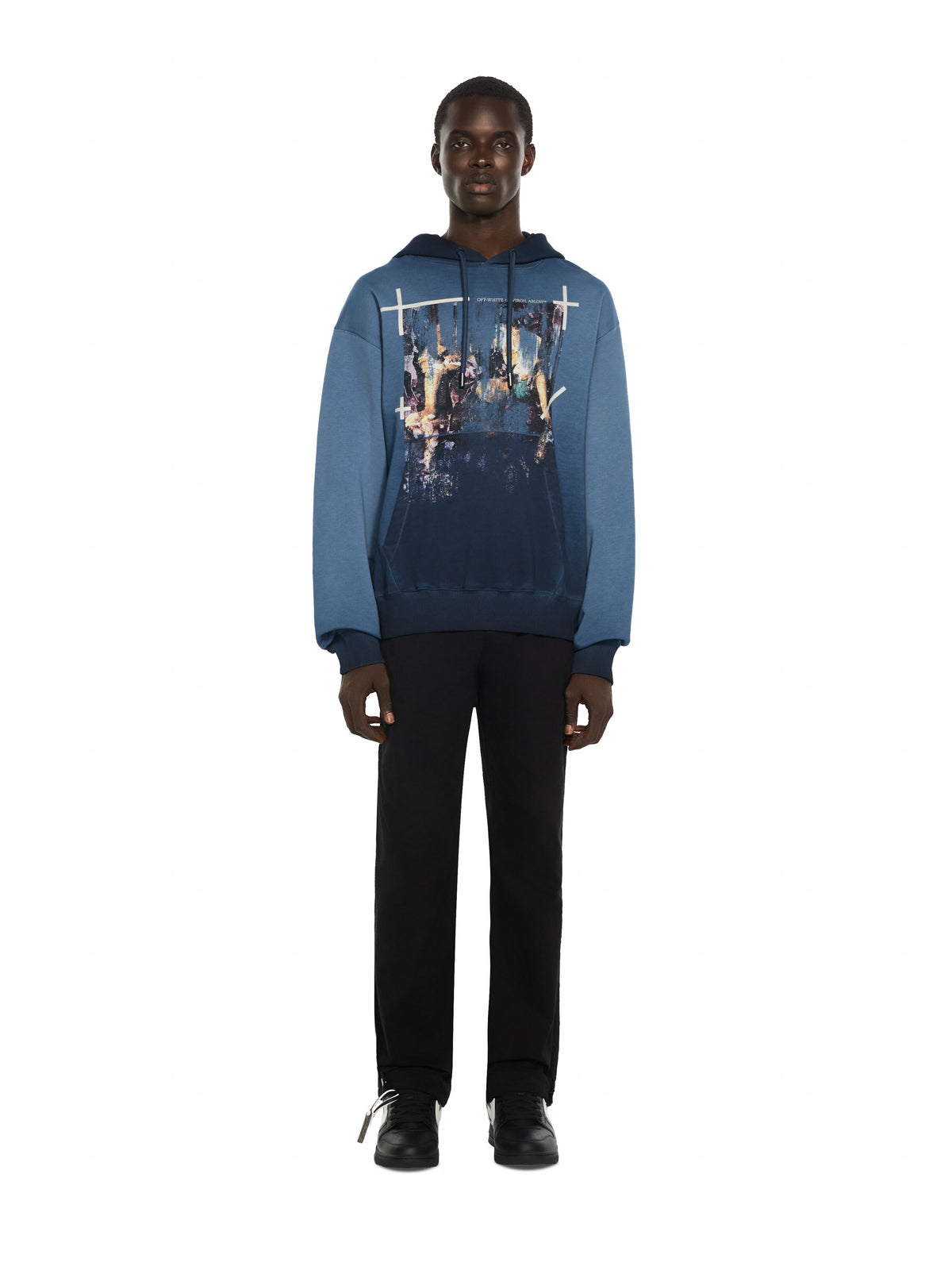 Off-White Ripped Narciso Regular Hoodie Cloud Blu Graphite