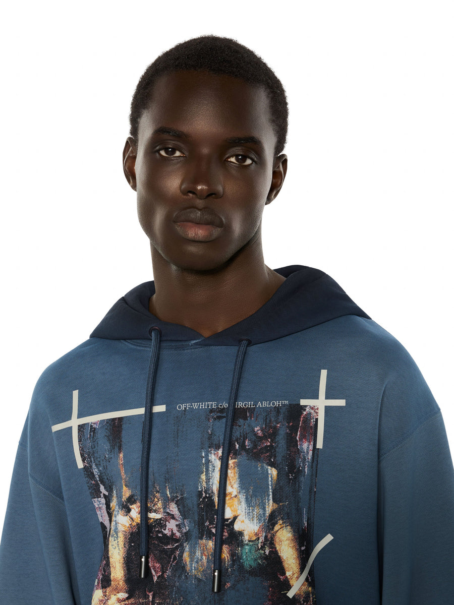 Off-White Ripped Narciso Regular Hoodie Cloud Blu Graphite
