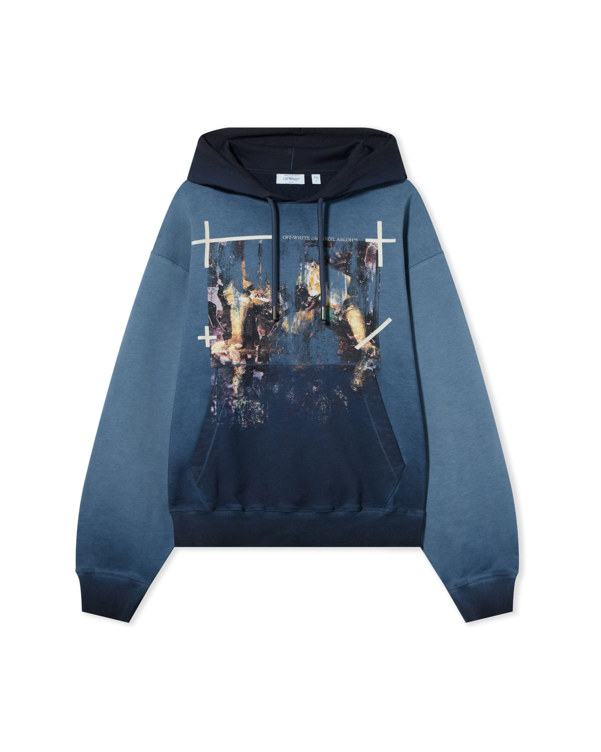 Off-White Ripped Narciso Regular Hoodie Cloud Blu Graphite