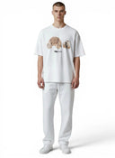Palm Angels Bear Print Sprayed Logo T-shirt White/Brown one-kickz