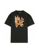 Palm Angels Burning Monogram T-Shirt Black/Gold one-kickz