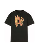 Palm Angels Burning Monogram T-Shirt Black/Gold one-kickz
