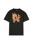 Palm Angels Burning Monogram T-Shirt Black/Gold PALM ANGELS One Kickz