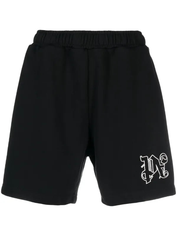 Palm Angels Hyper-Monogram Print Track Shorts Black