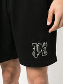 Palm Angels Hyper-Monogram Print Track Shorts Black one-kickz