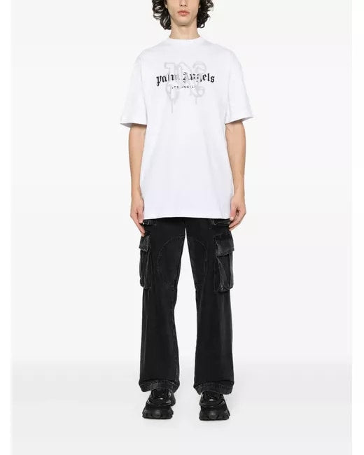 Palm Angels LA Monogram Spray White/Grey T-shirt