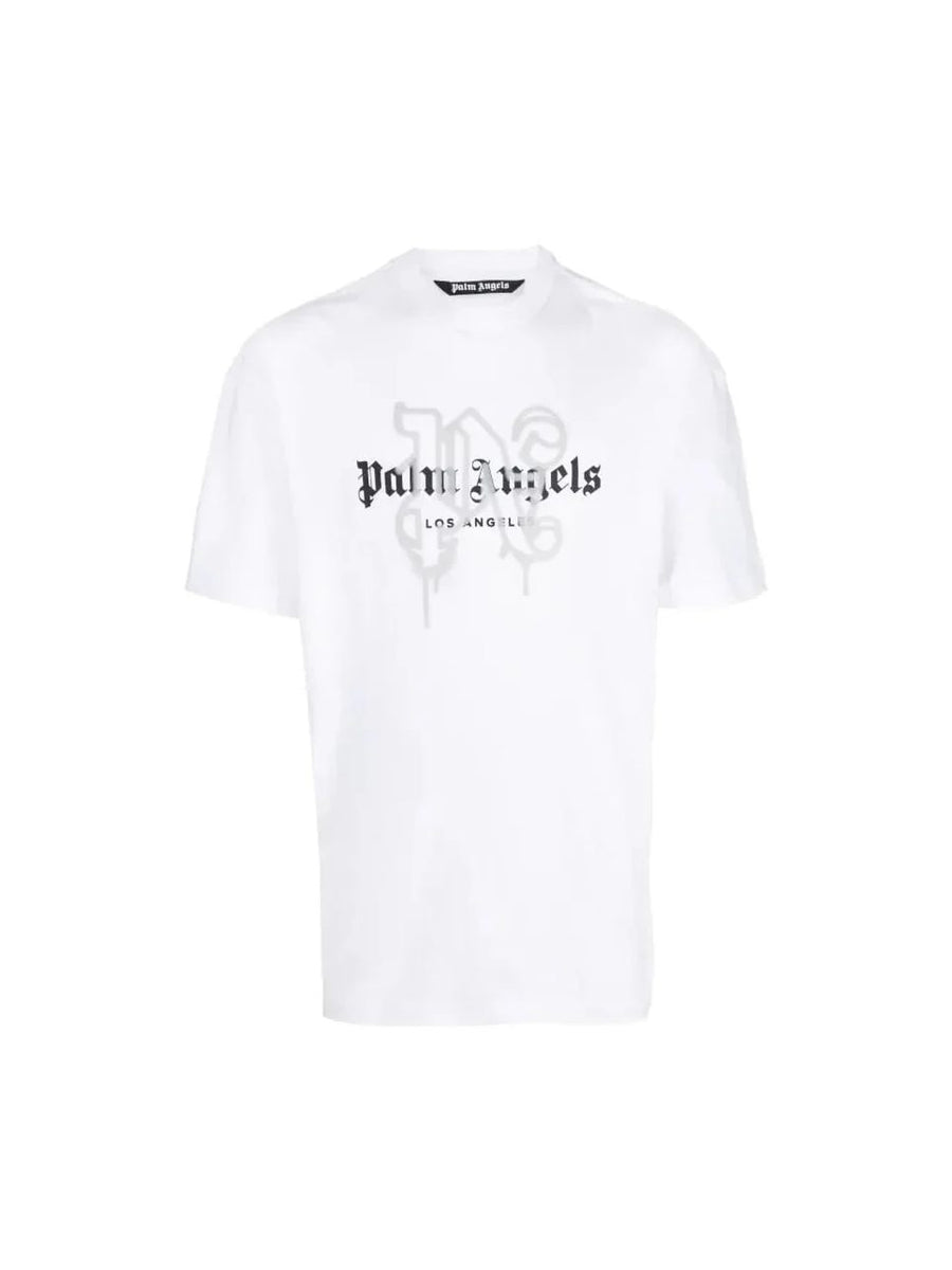 Palm Angels LA Monogram Spray White/Grey T-shirt
