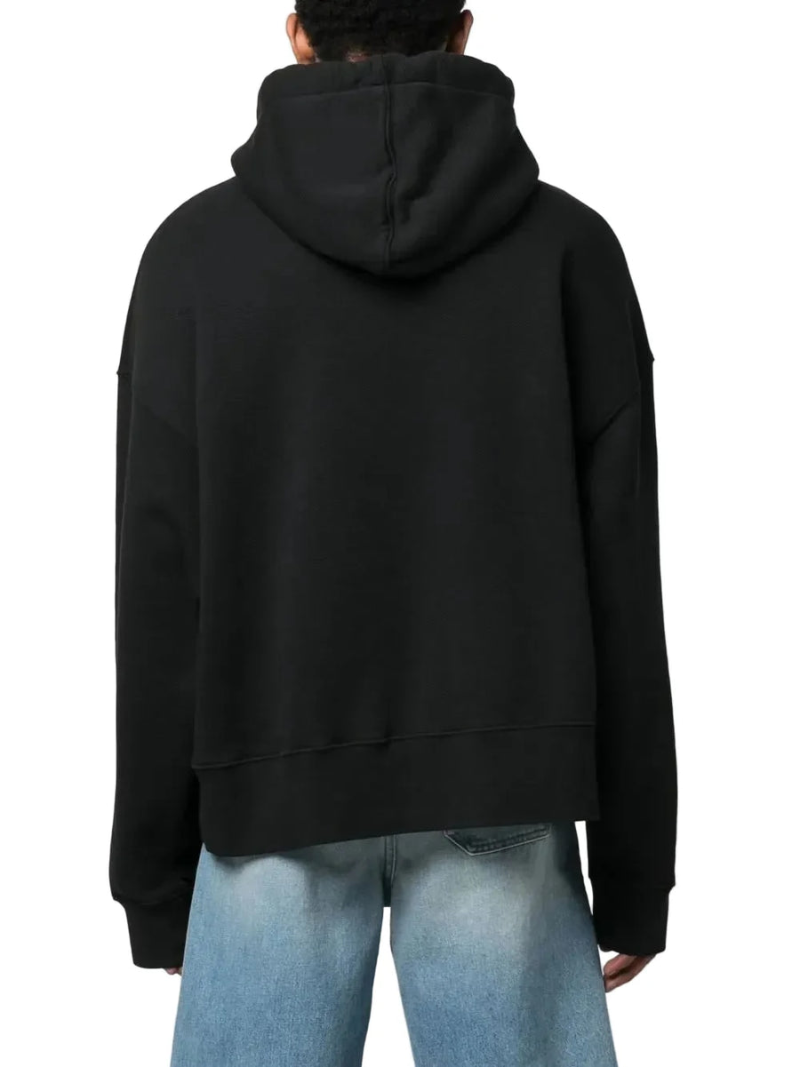Palm Angels Logo Curved Print Hoodie Black/White