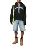 Palm Angels Logo Curved Print Hoodie Black/White