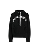 Palm Angels Logo Curved Print Hoodie Black/White