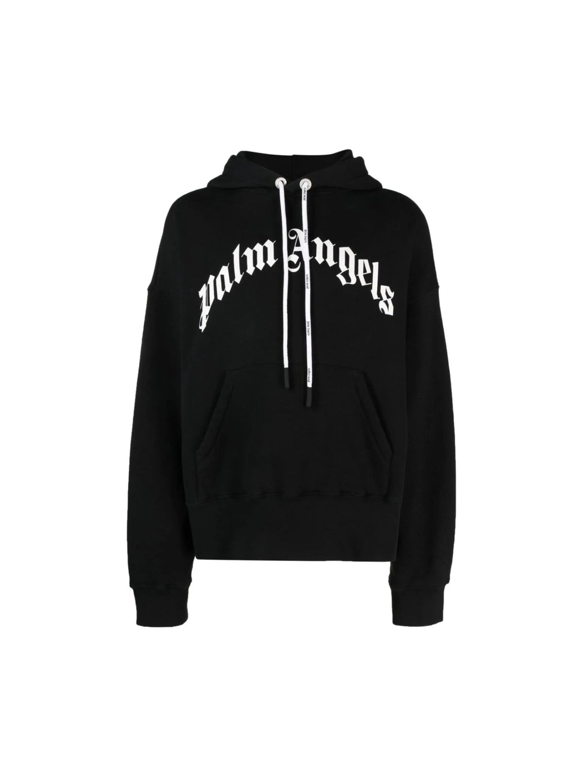 Palm Angels Logo Curved Print Hoodie Black/White