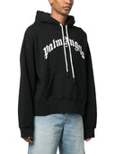 Palm Angels Logo Curved Print Hoodie Black/White one-kickz